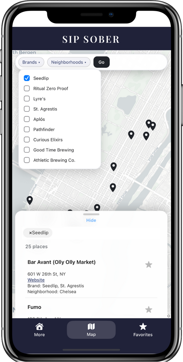 Sip Sober filters view