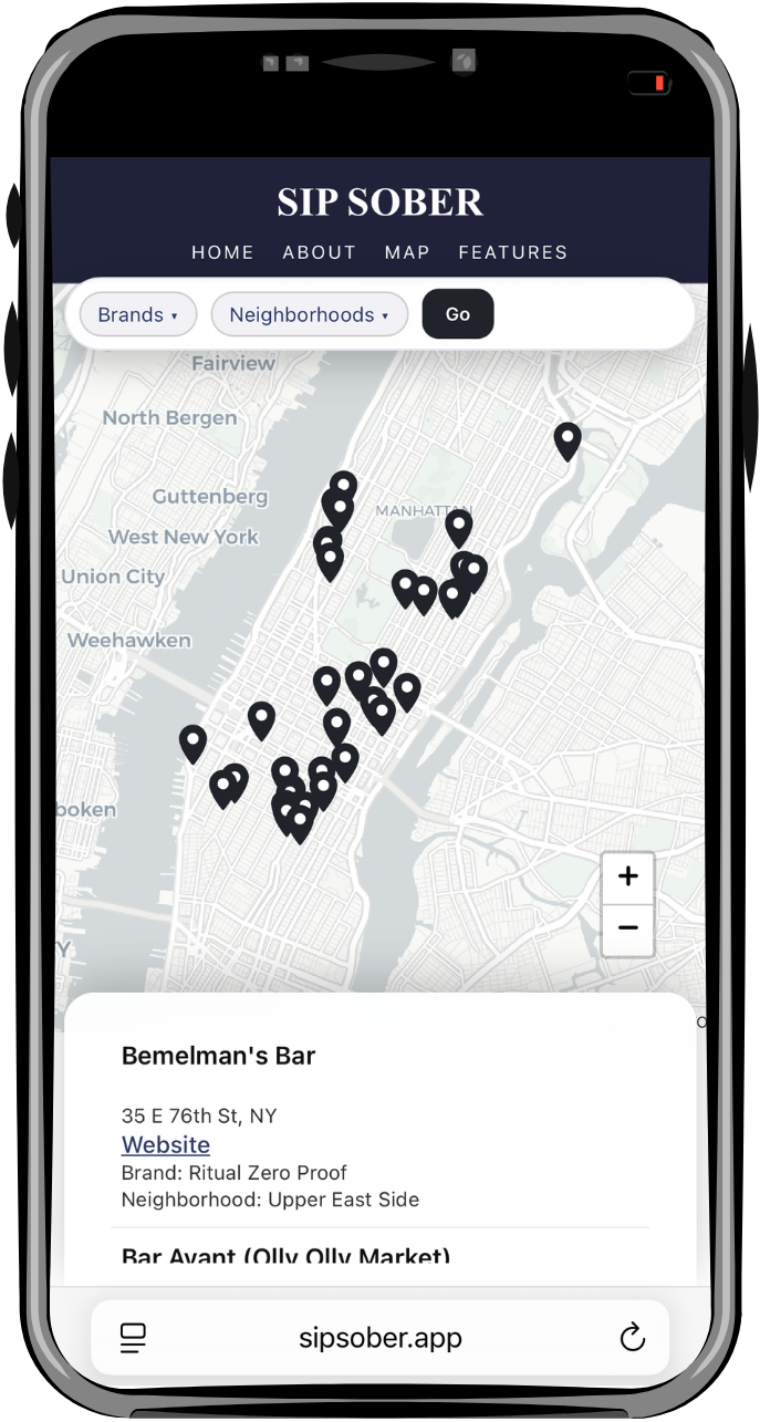 Sip Sober mobile map preview